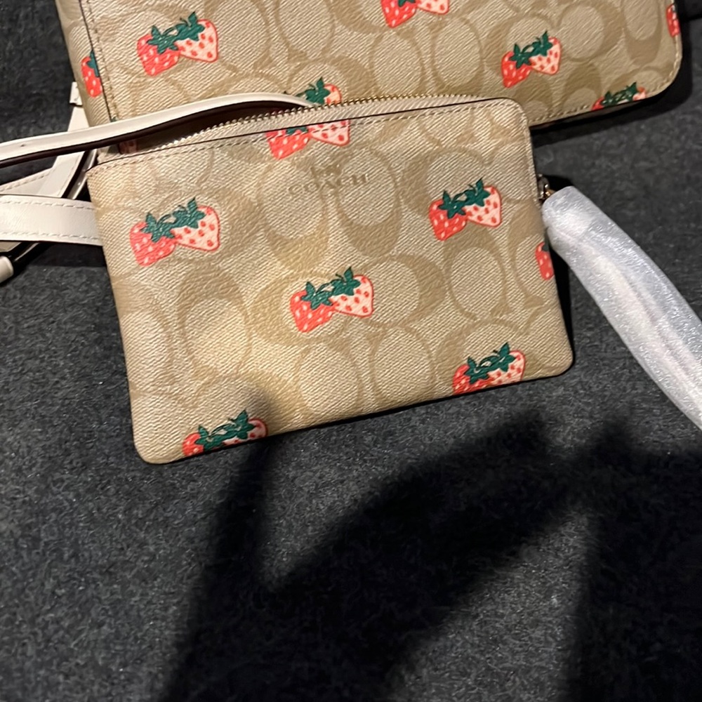 Authentic Coach Strawberry Print Wristlet